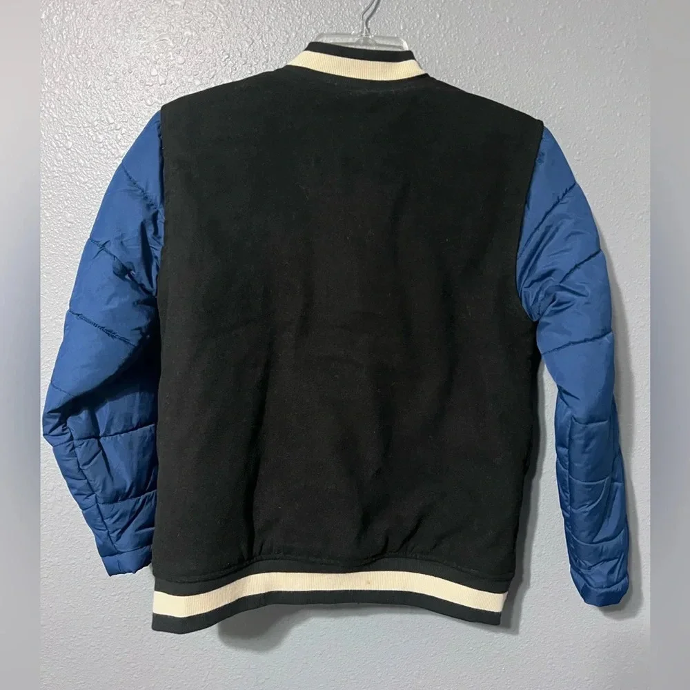 Gymboree Rock n Roll Collection Varsity Blue Black Zip Boys Warm Coat  L (10-12)